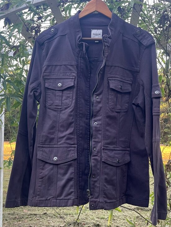 Kensie Jackets & Blazers - NWOT Kensie Gray Utility Jacket Distressed Grunge Gorpcore XL Cargo Multi-Pocket